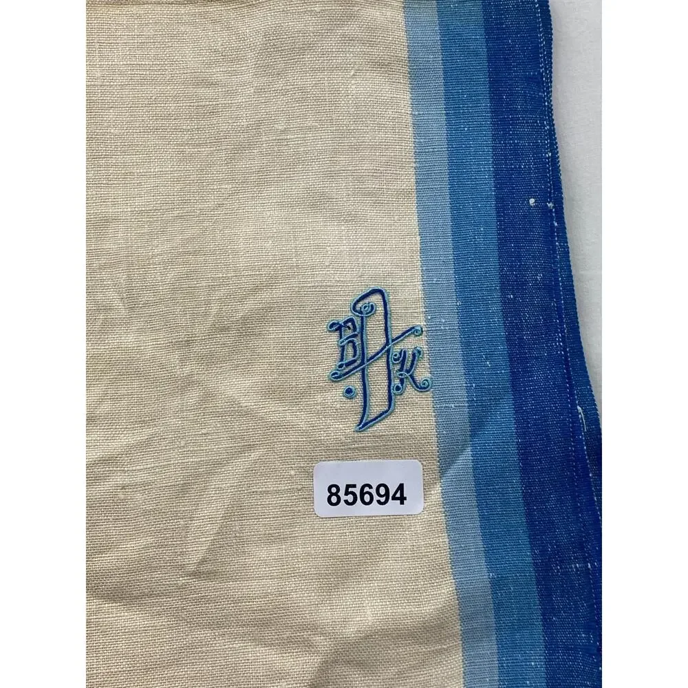 VTG Linen Placemats BDK Monogram Initials Embroidered Selvedge Off White 10x18